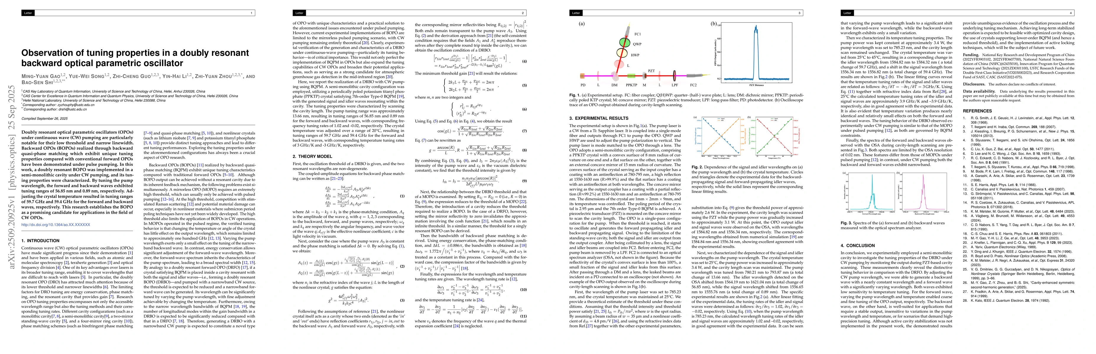 Thumbnail for Observation of tuning properties in a doubly resonant backward optical
  parametric oscillator