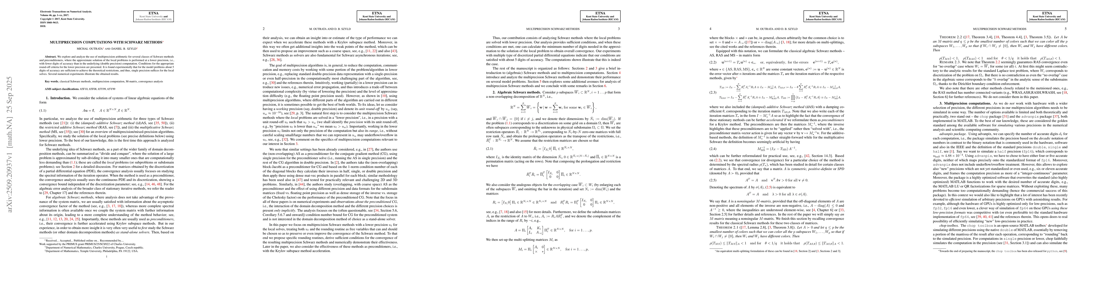 Thumbnail for Multiprecision computations with Schwarz methods