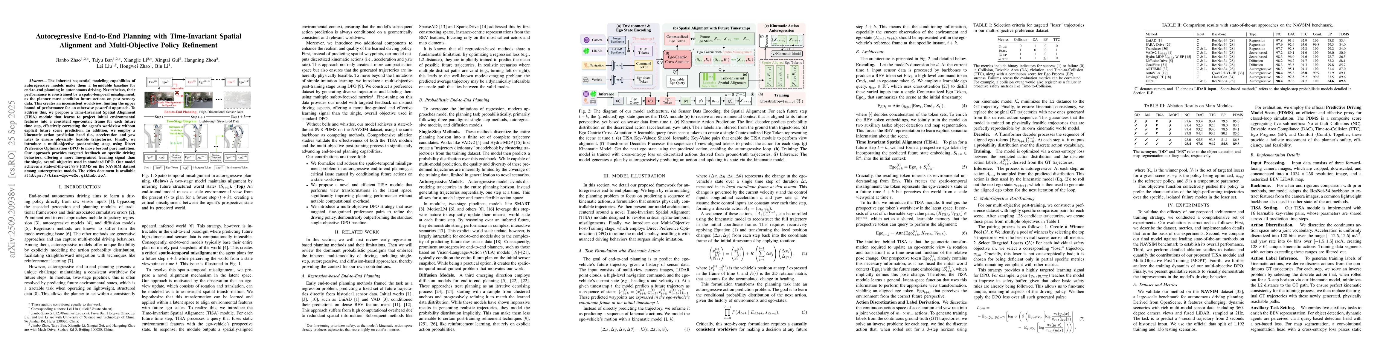 Thumbnail for Autoregressive End-to-End Planning with Time-Invariant Spatial Alignment
  and Multi-Objective Policy Refinement