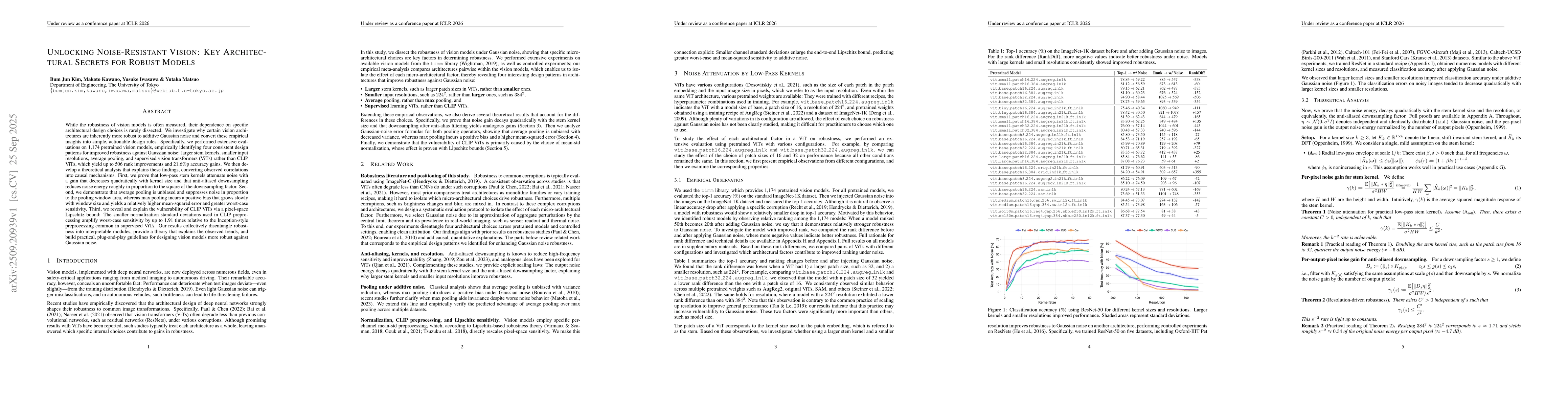 Thumbnail for Unlocking Noise-Resistant Vision: Key Architectural Secrets for Robust
  Models