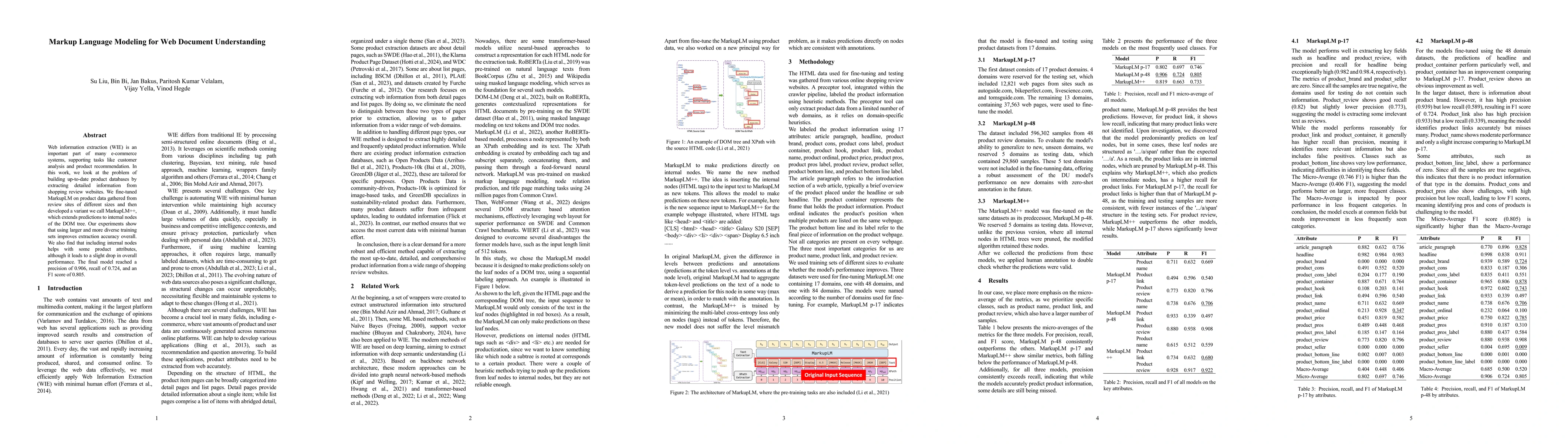 Thumbnail for Markup Language Modeling for Web Document Understanding