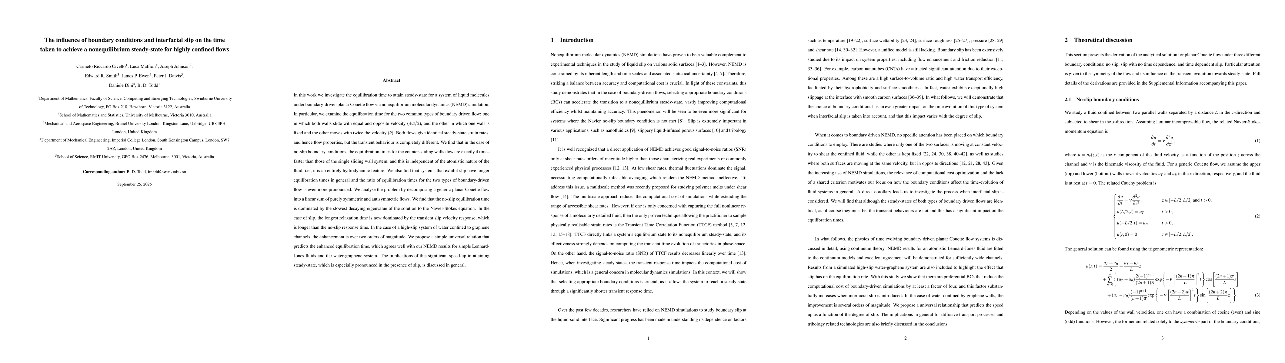 Thumbnail for The influence of boundary conditions and interfacial slip on the time
  taken to achieve a nonequilibrium steady-state for highly confined flows