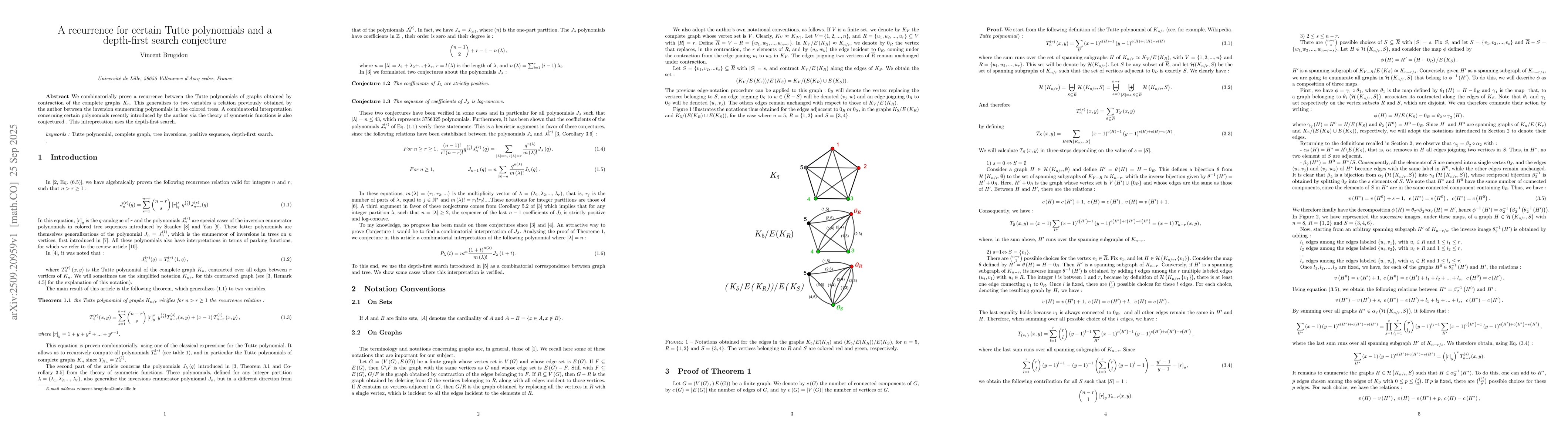 Thumbnail for A recurrence for certain Tutte polynomials and a depth-first search
  conjecture