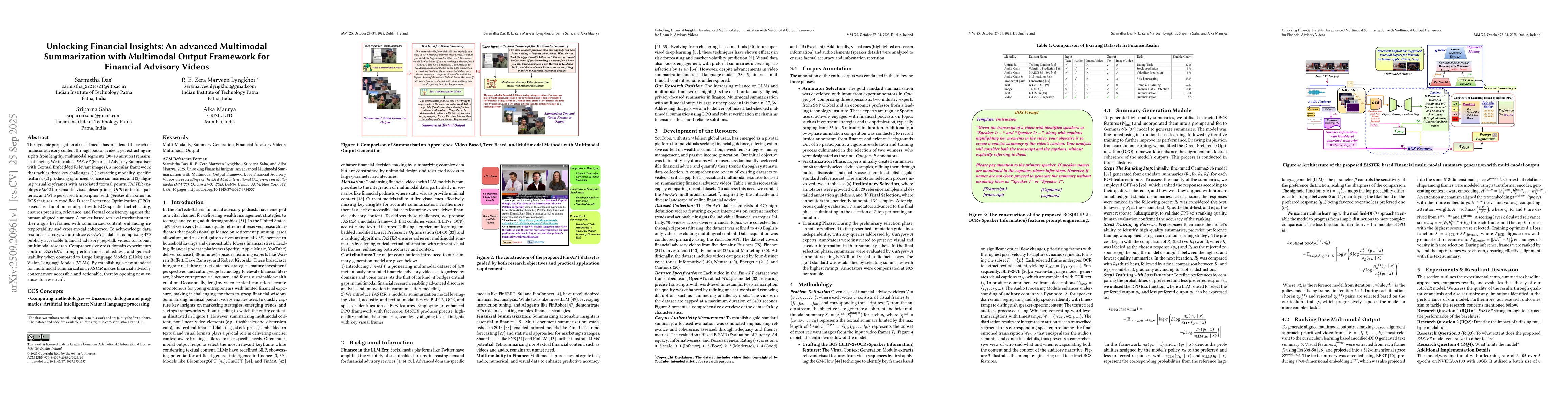 Thumbnail for Unlocking Financial Insights: An advanced Multimodal Summarization with
  Multimodal Output Framework for Financial Advisory Videos