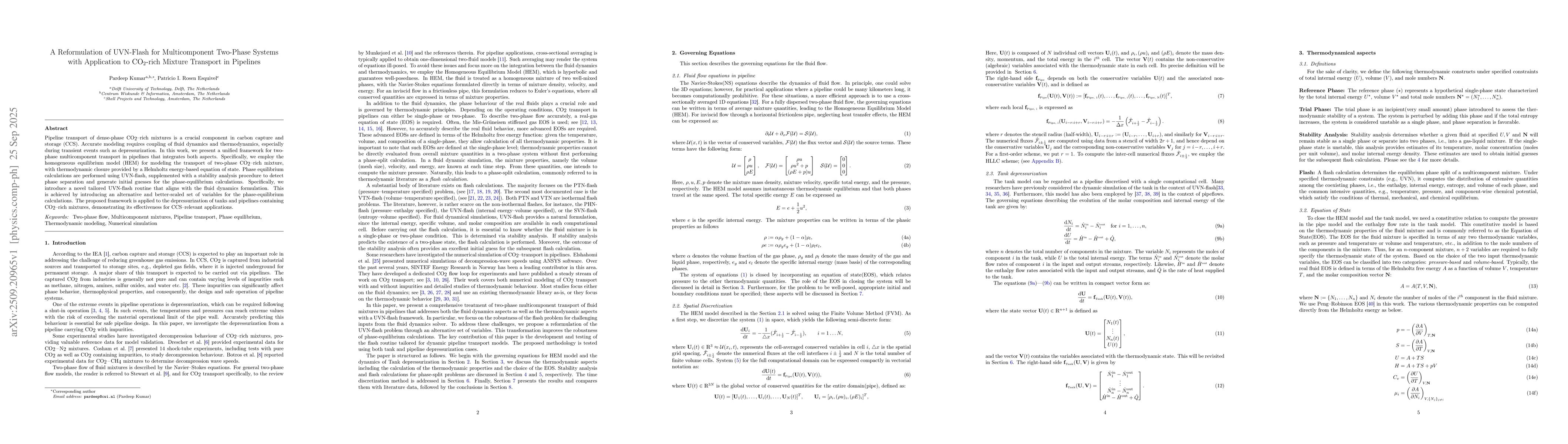 Thumbnail for A Reformulation of UVN-Flash for Multicomponent Two-Phase Systems with
  Application to CO2-rich Mixture Transport in Pipelines