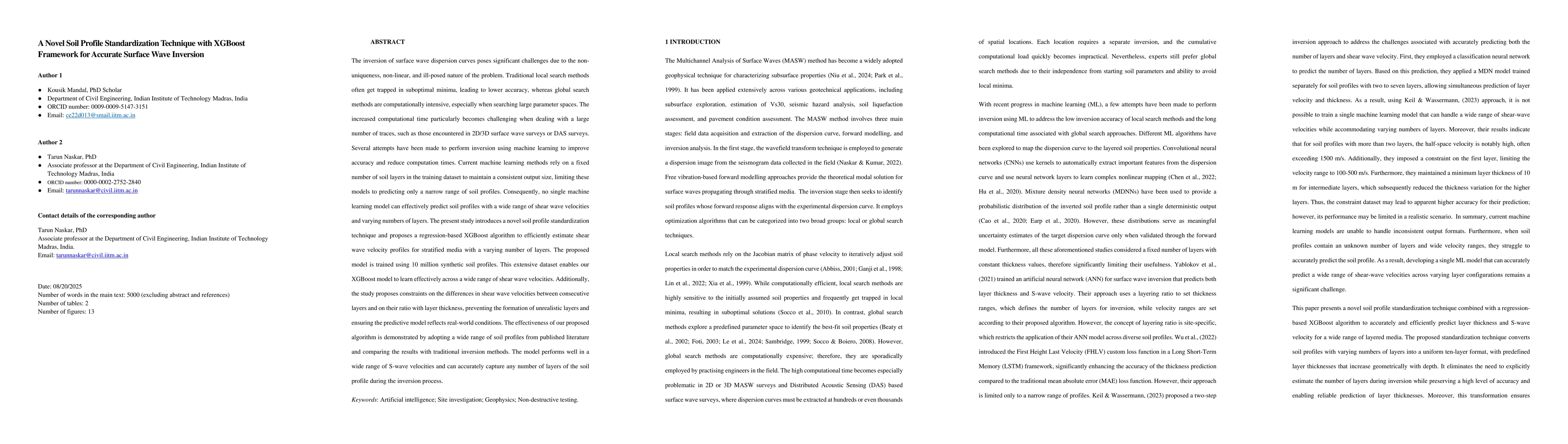 Thumbnail for A Novel Soil Profile Standardization Technique with XGBoost Framework
  for Accurate Surface Wave Inversion