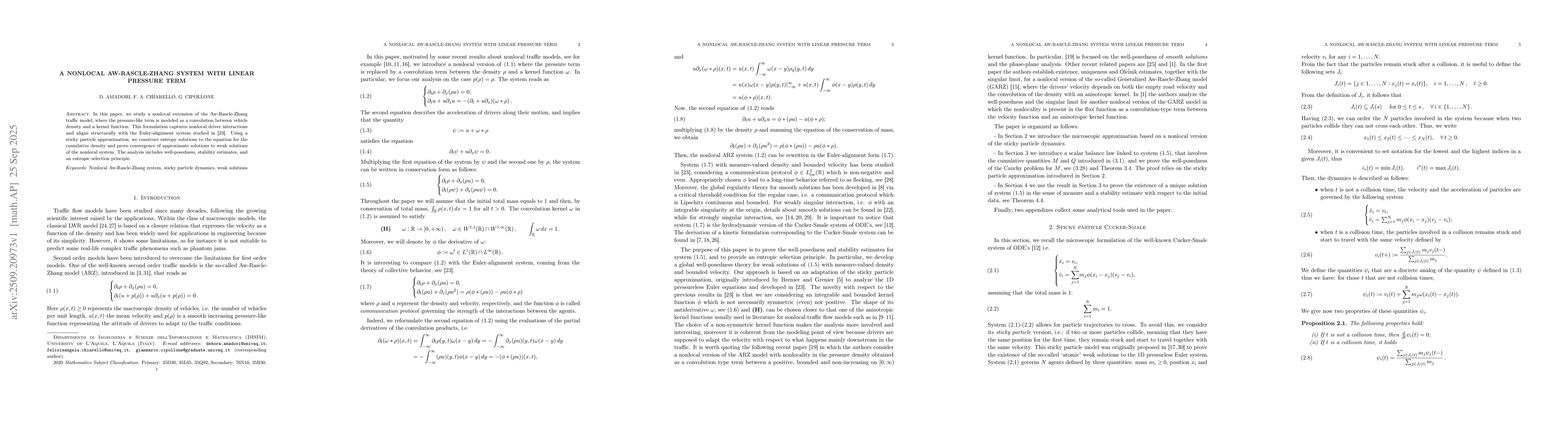 Thumbnail for A nonlocal Aw-Rascle-Zhang system with linear pressure term