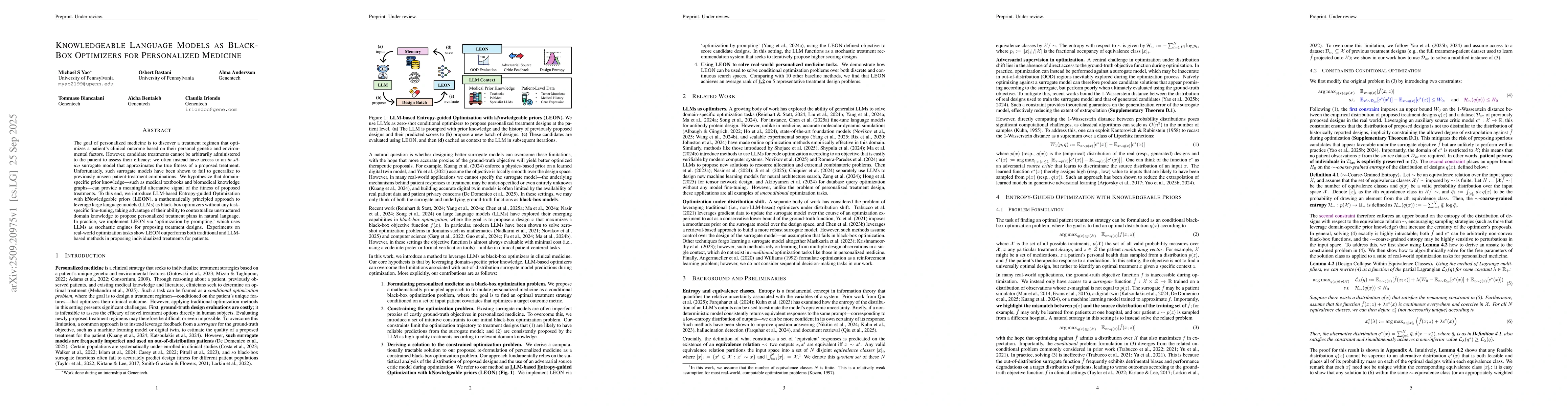 Thumbnail for Knowledgeable Language Models as Black-Box Optimizers for Personalized
  Medicine