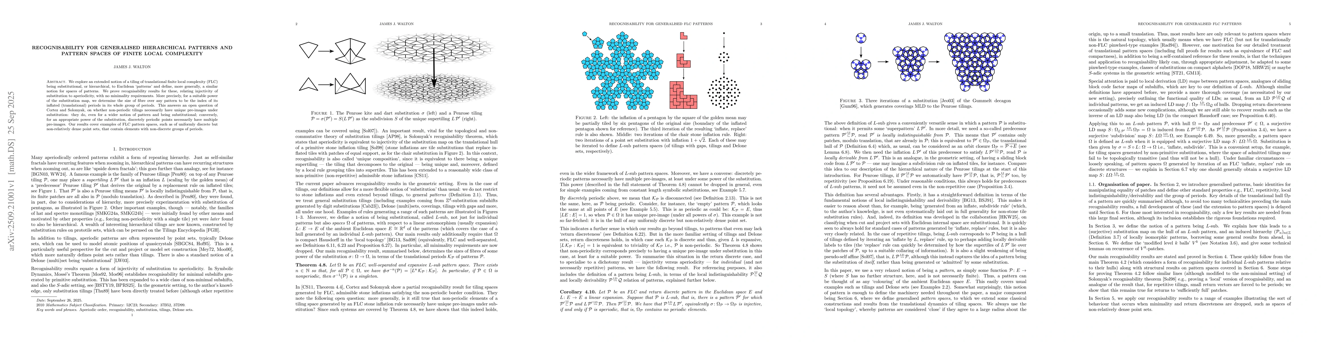 Thumbnail for Recognisability for generalised hierarchical patterns and pattern spaces
  of finite local complexity