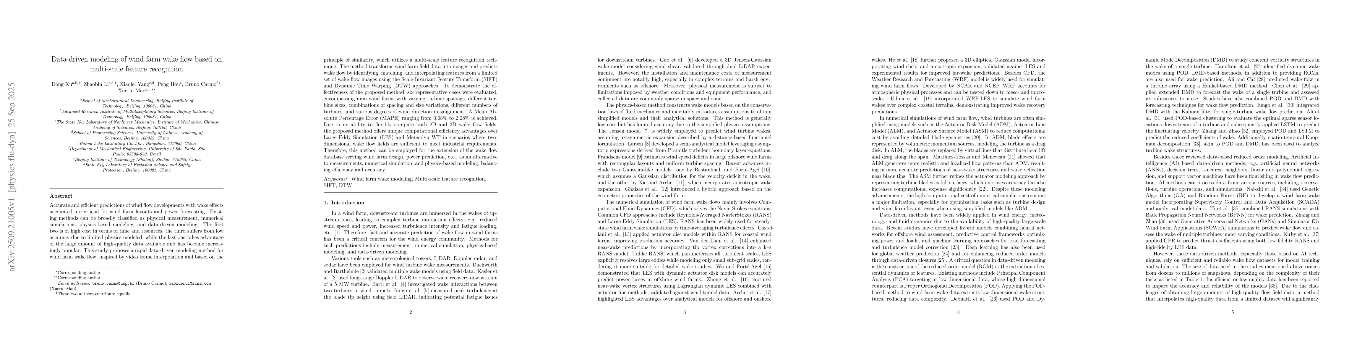 Thumbnail for Data-driven modeling of wind farm wake flow based on multi-scale feature
  recognition