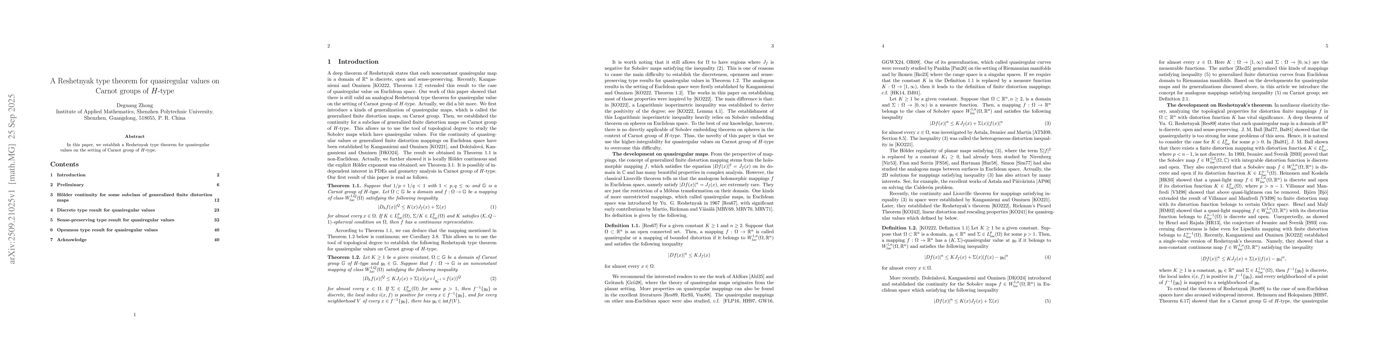 Thumbnail for A Reshetnyak type theorem for quasiregular values on Carnot groups of
  $H$-type