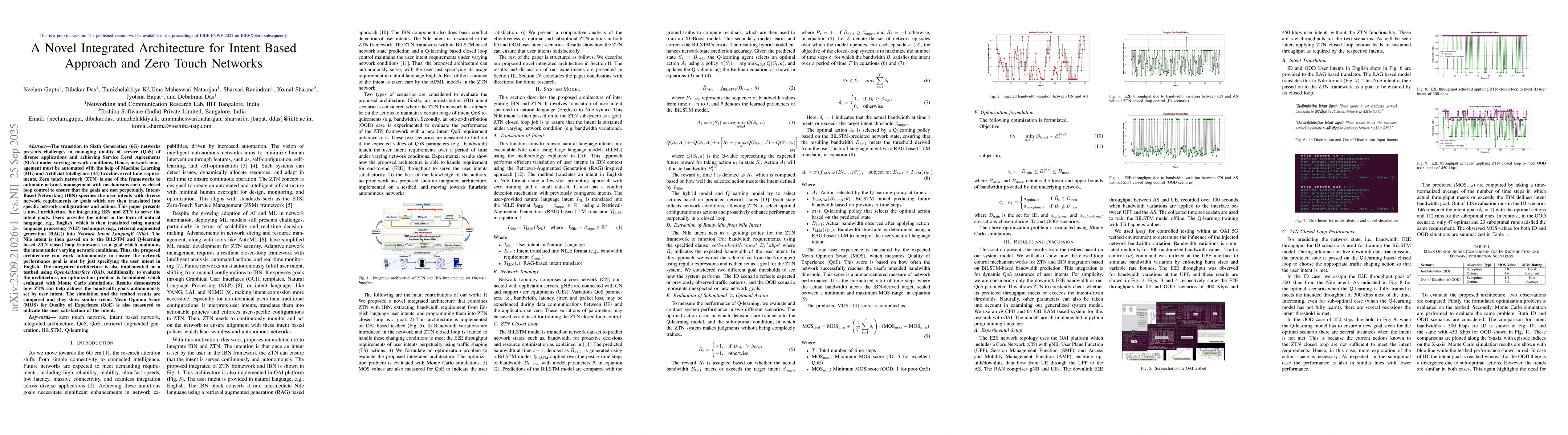 Thumbnail for A Novel Integrated Architecture for Intent Based Approach and Zero Touch
  Networks