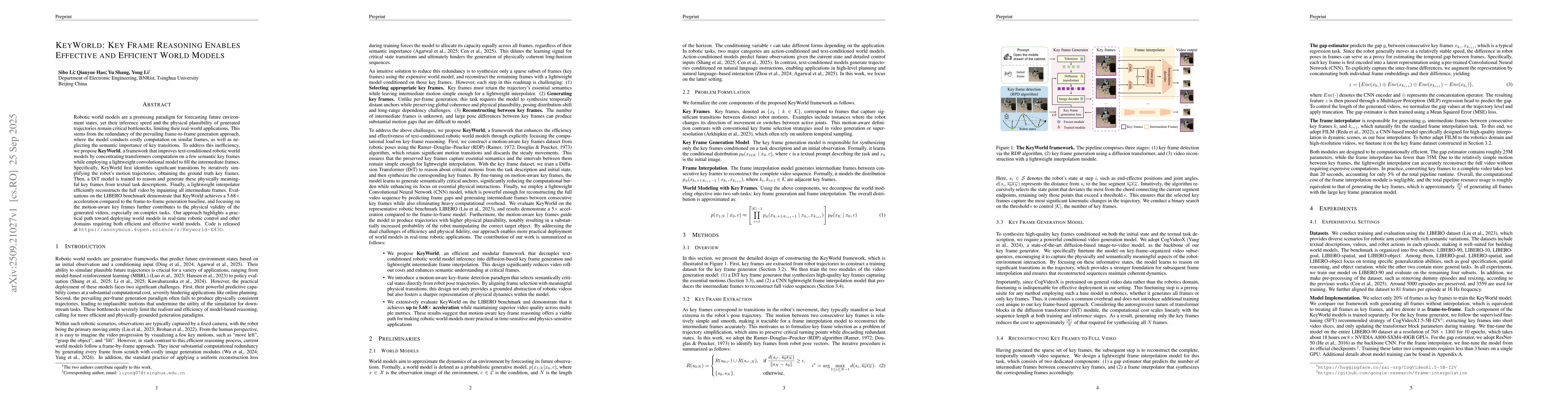 Thumbnail for KeyWorld: Key Frame Reasoning Enables Effective and Efficient World
  Models
