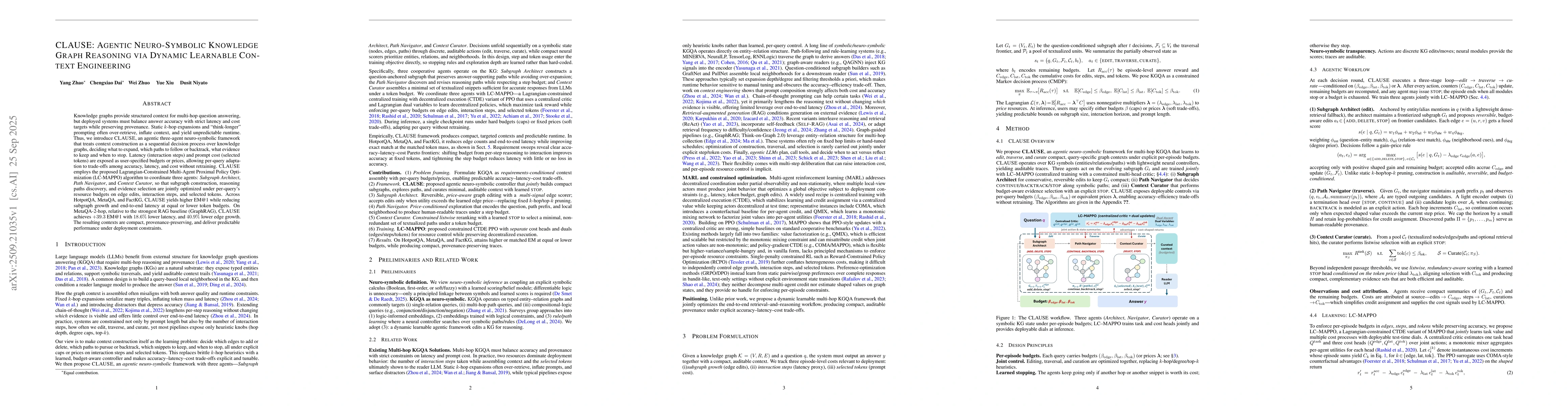 Thumbnail for CLAUSE: Agentic Neuro-Symbolic Knowledge Graph Reasoning via Dynamic
  Learnable Context Engineering