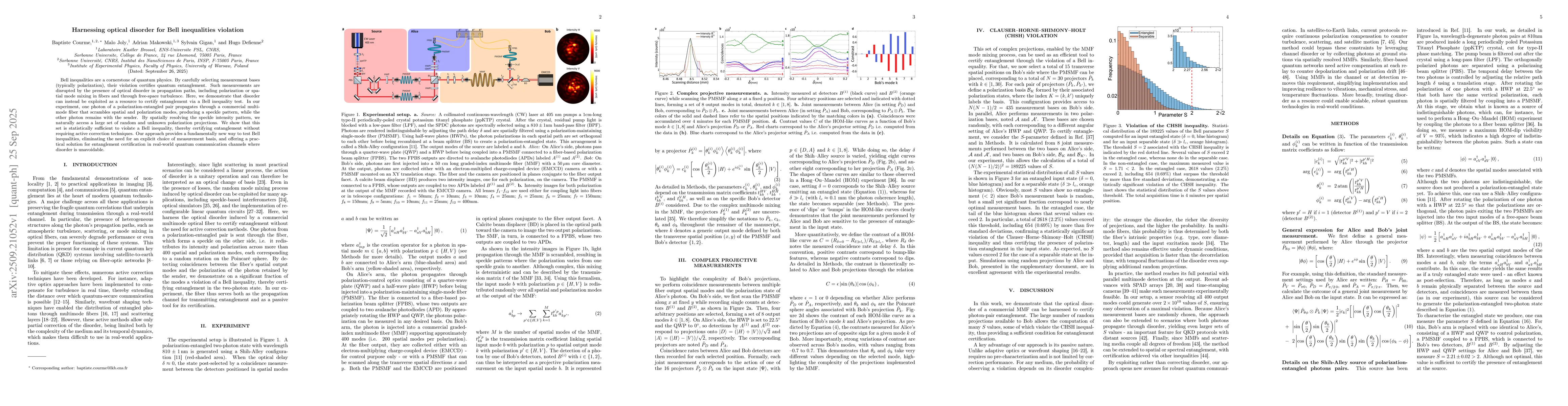 Thumbnail for Harnessing optical disorder for Bell inequalities violation