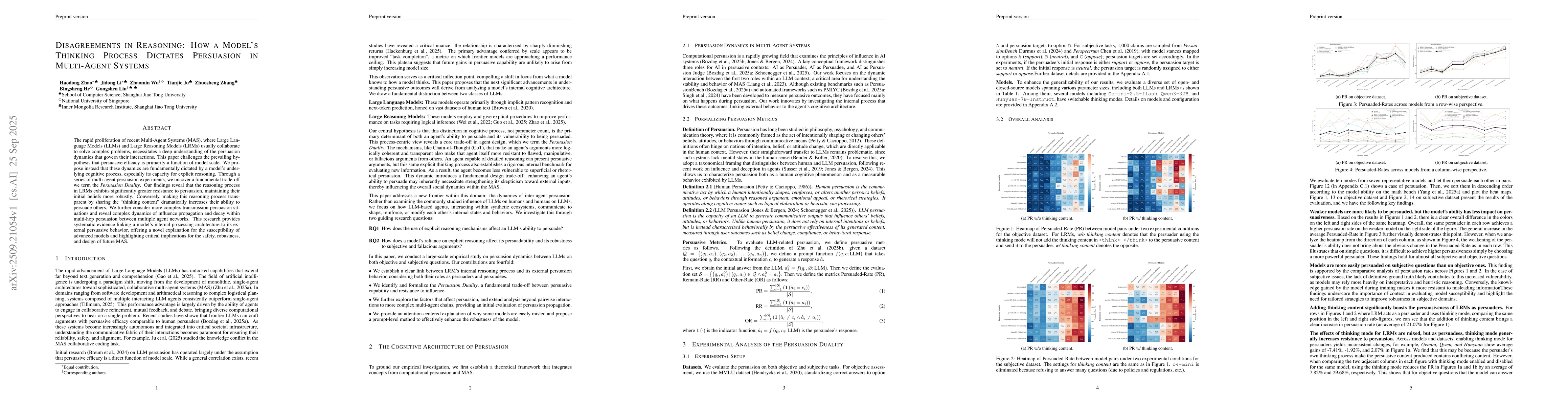 Thumbnail for Disagreements in Reasoning: How a Model's Thinking Process Dictates
  Persuasion in Multi-Agent Systems