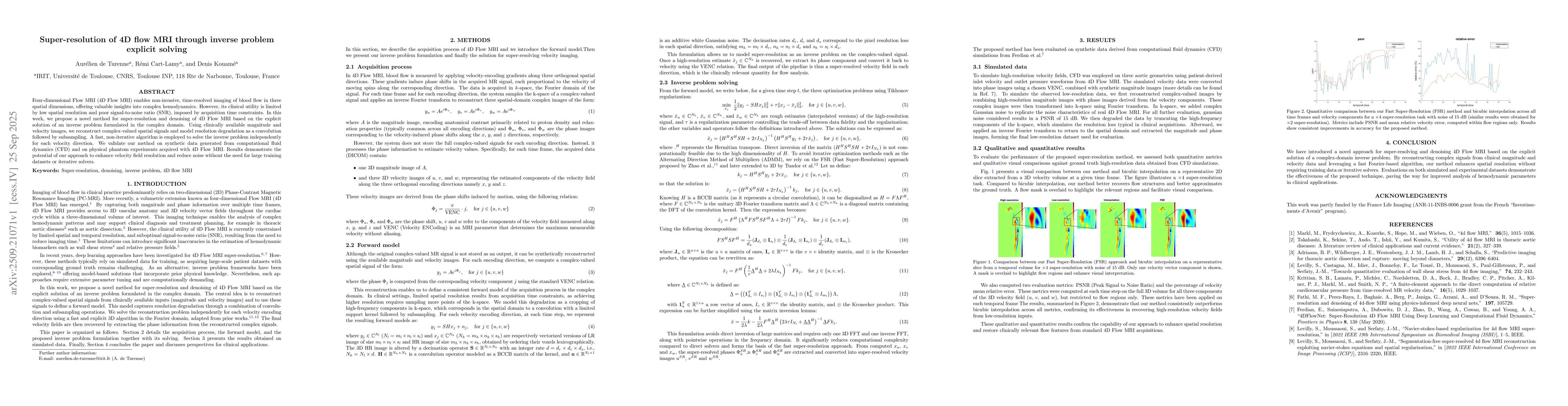 Thumbnail for Super-resolution of 4D flow MRI through inverse problem explicit solving