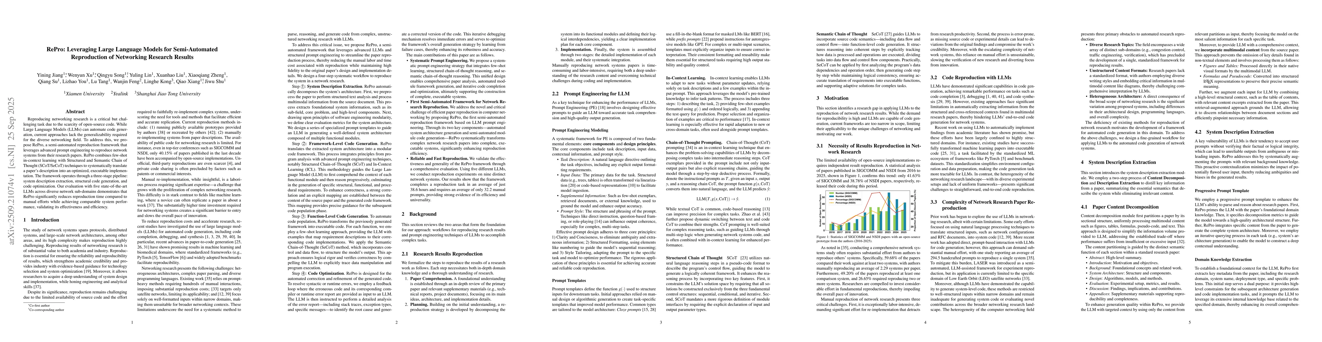 Thumbnail for RePro: Leveraging Large Language Models for Semi-Automated Reproduction
  of Networking Research Results