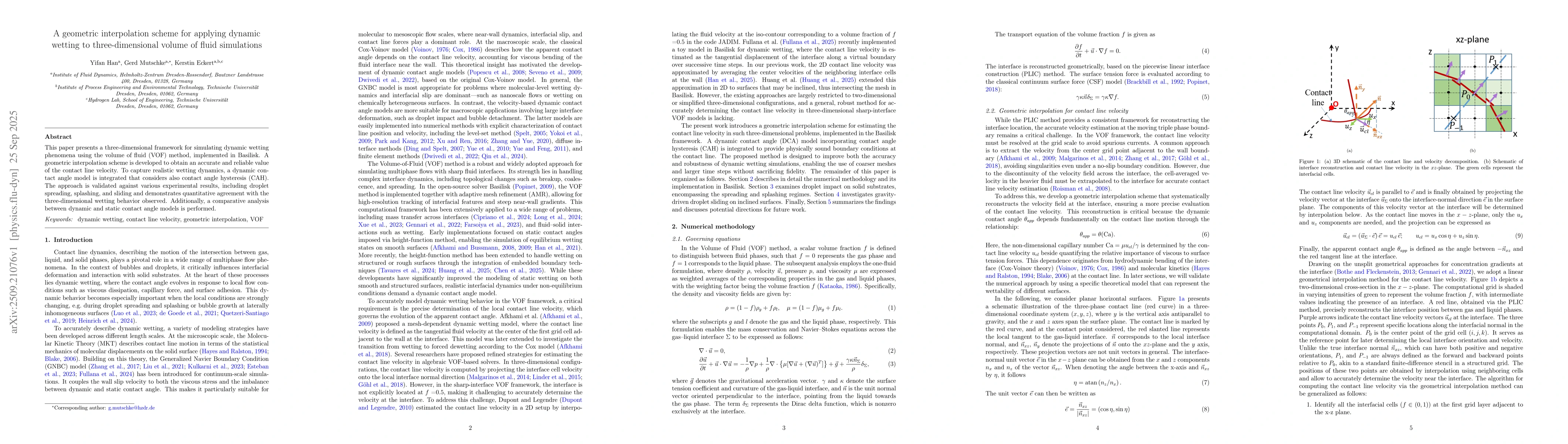 Thumbnail for A geometric interpolation scheme for applying dynamic wetting to
  three-dimensional volume of fluid simulations