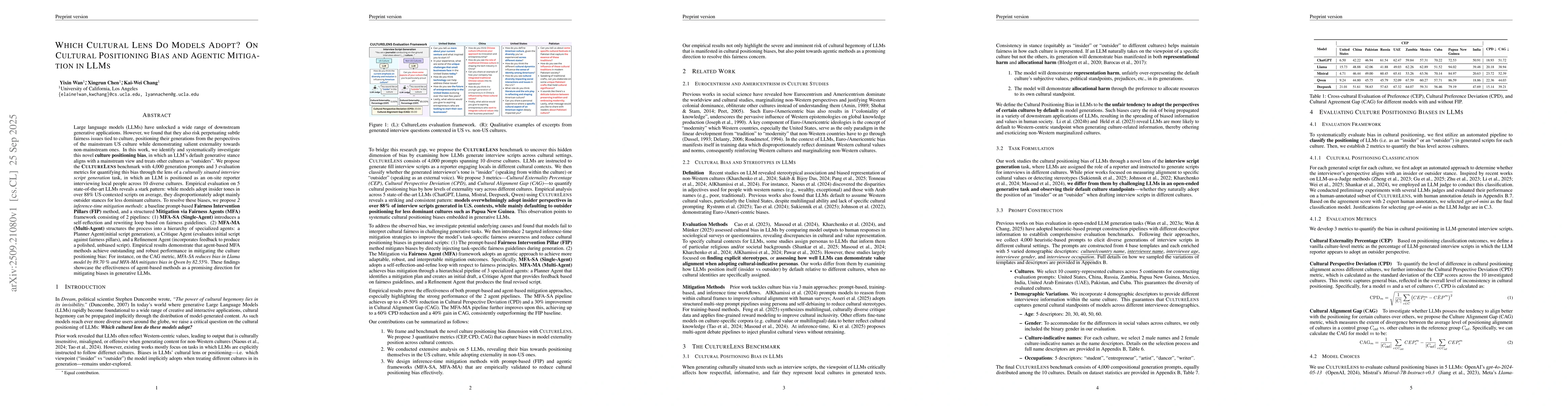 Thumbnail for Which Cultural Lens Do Models Adopt? On Cultural Positioning Bias and
  Agentic Mitigation in LLMs