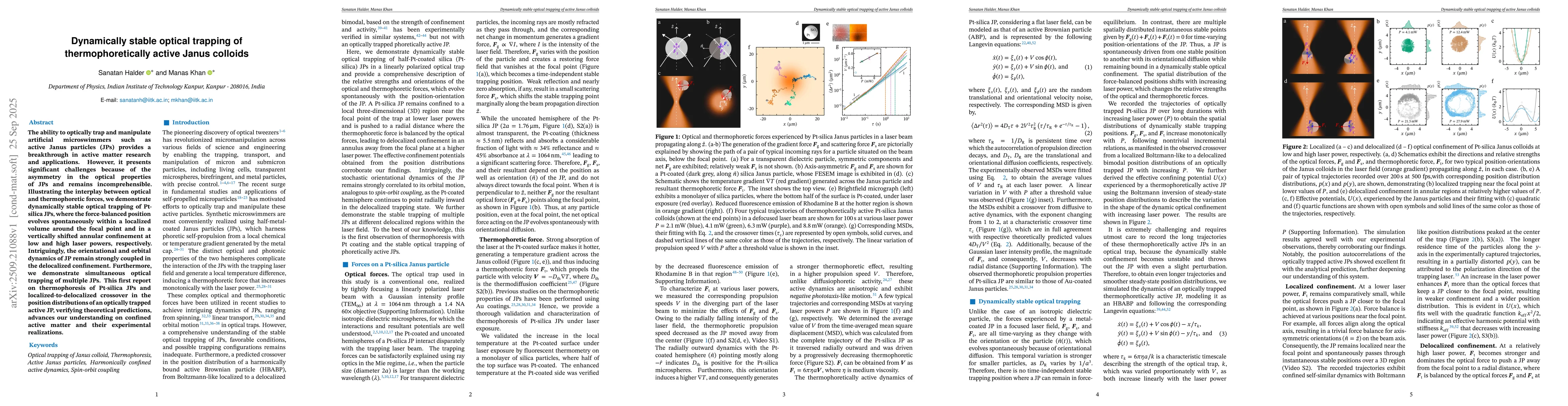 Thumbnail for Dynamically stable optical trapping of thermophoretically active Janus
  colloids