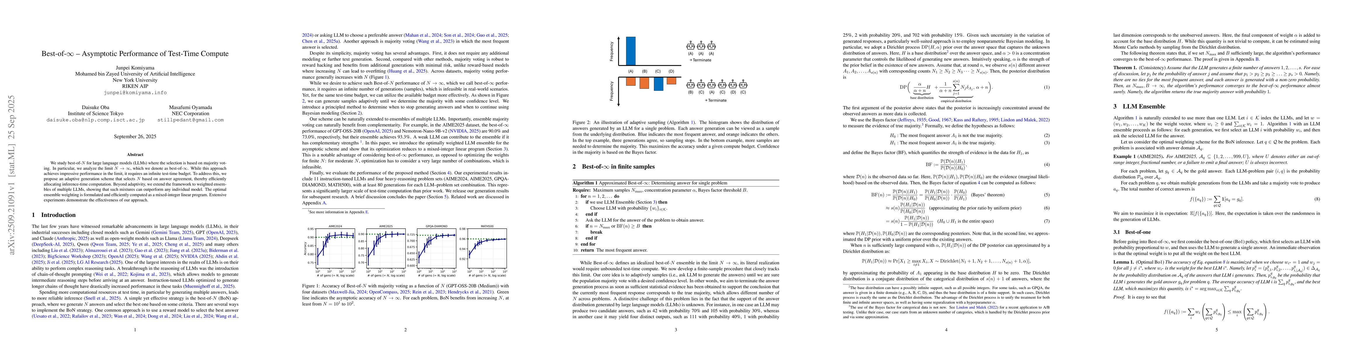 Thumbnail for Best-of-$\infty$ -- Asymptotic Performance of Test-Time Compute