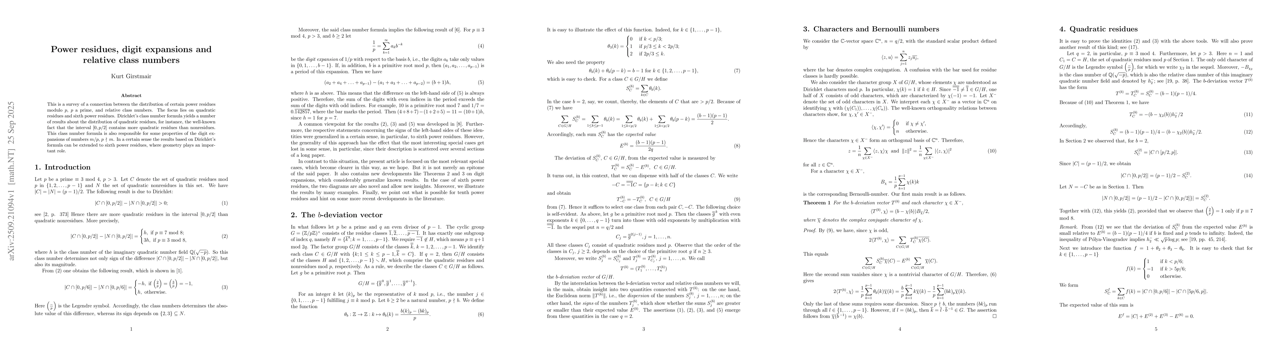 Thumbnail for Power residues, digit expansions and relative class numbers