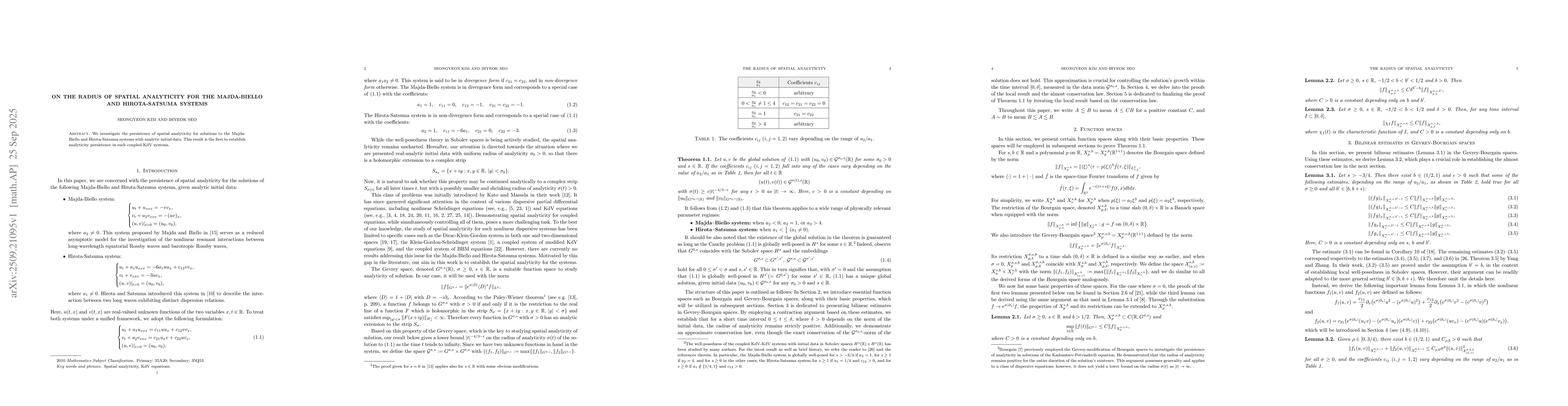 Thumbnail for On the radius of spatial analyticity for the Majda-Biello and
  Hirota-Satsuma systems
