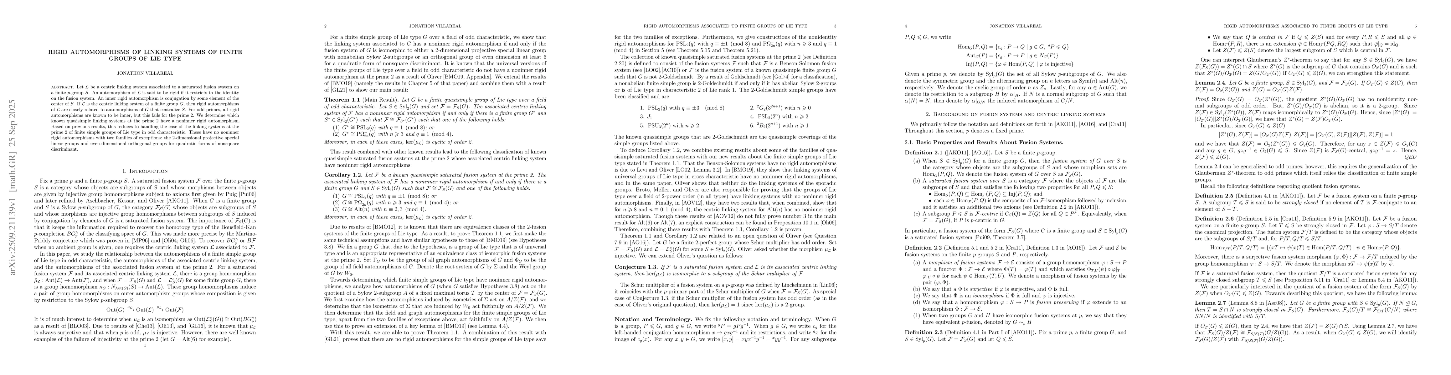 Thumbnail for Rigid automorphisms of linking systems of finite groups of Lie type