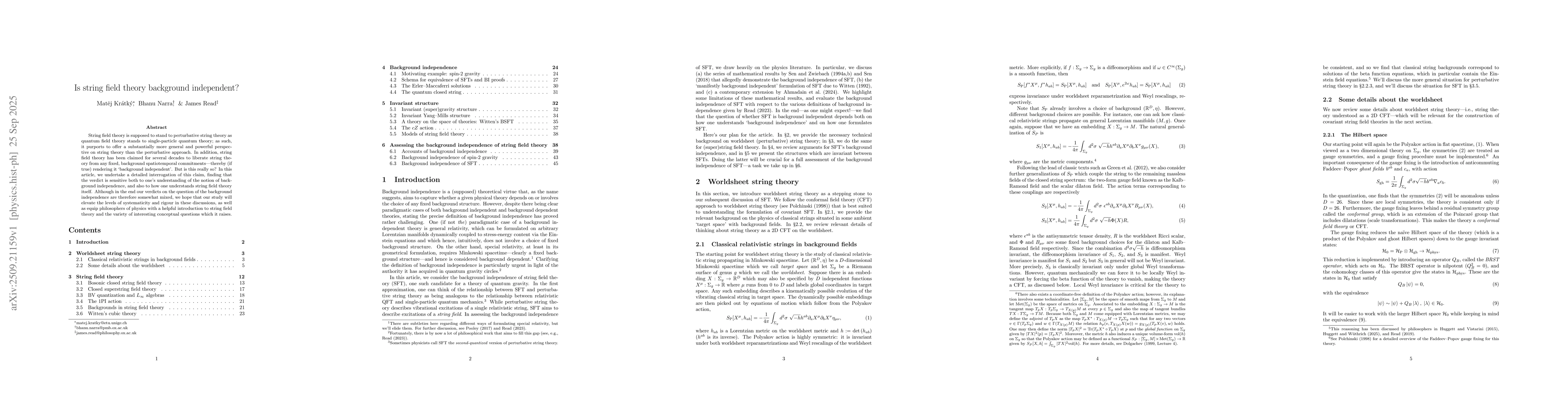 Thumbnail for Is string field theory background independent?