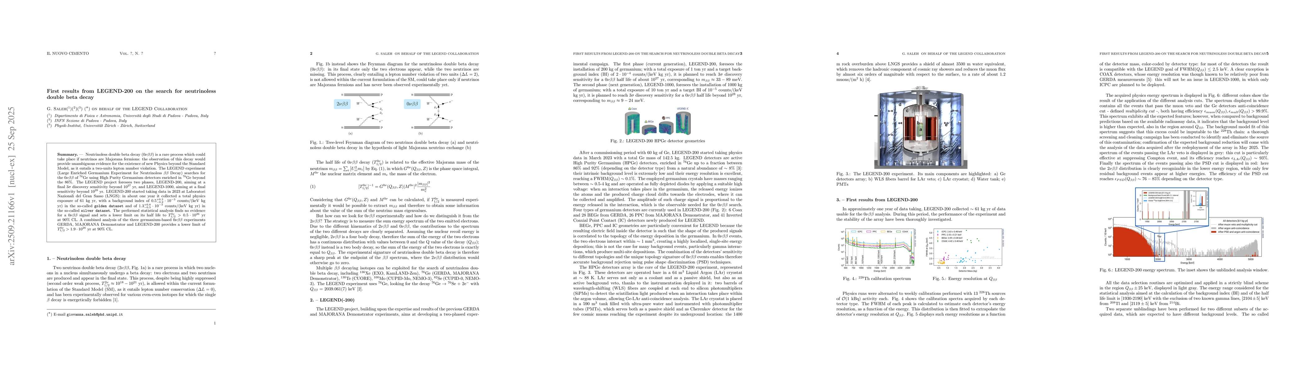 Thumbnail for First results from LEGEND-200 on the search for neutrinoless double beta
  decay