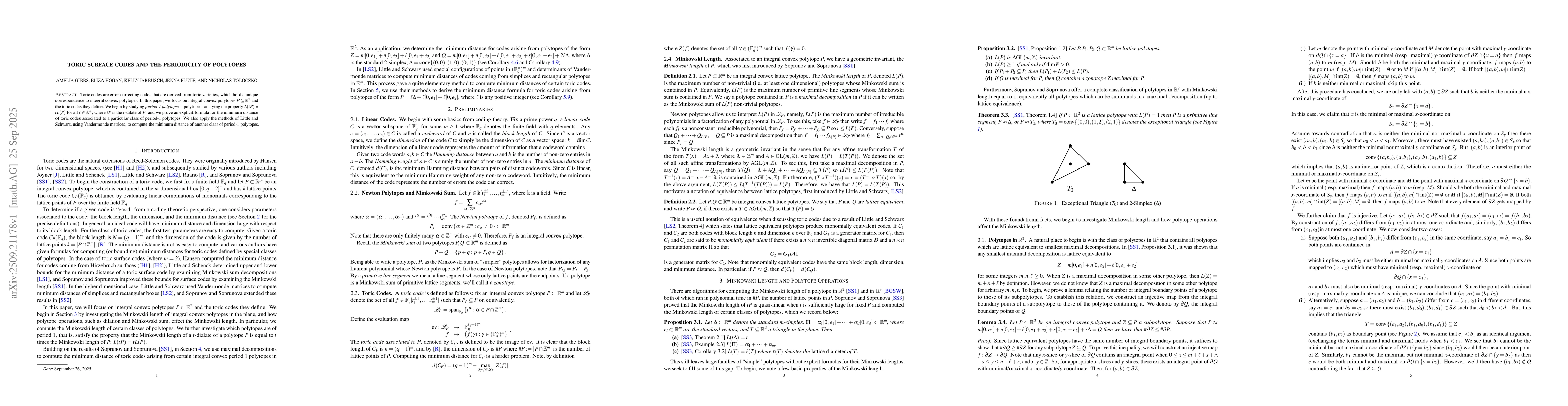 Thumbnail for Toric surface codes and the periodicity of polytopes