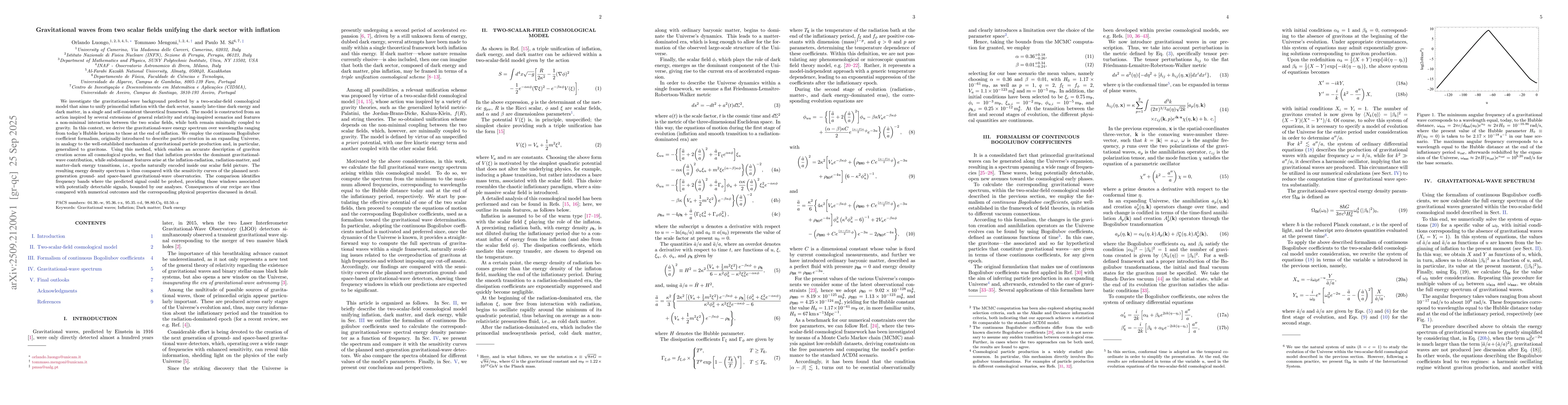 Thumbnail for Gravitational waves from two scalar fields unifying the dark sector with
  inflation
