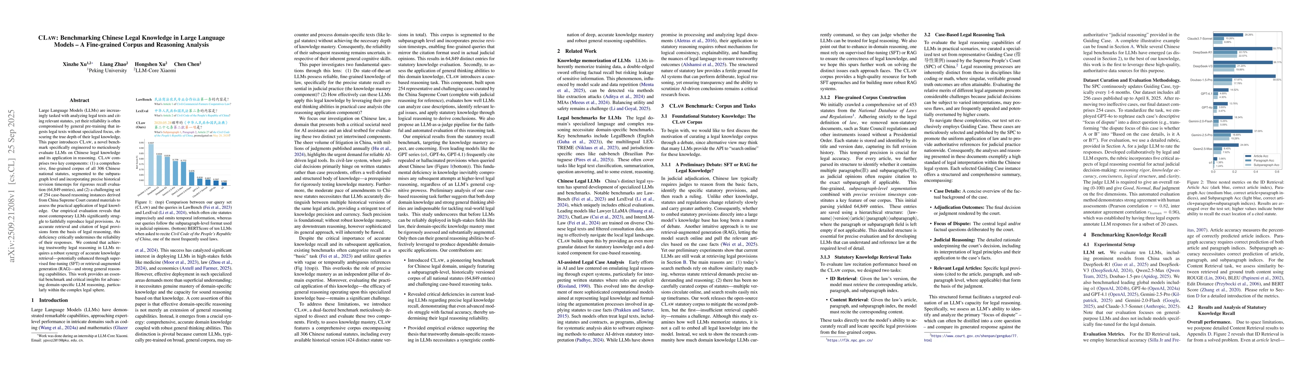 Thumbnail for CLaw: Benchmarking Chinese Legal Knowledge in Large Language Models - A
  Fine-grained Corpus and Reasoning Analysis