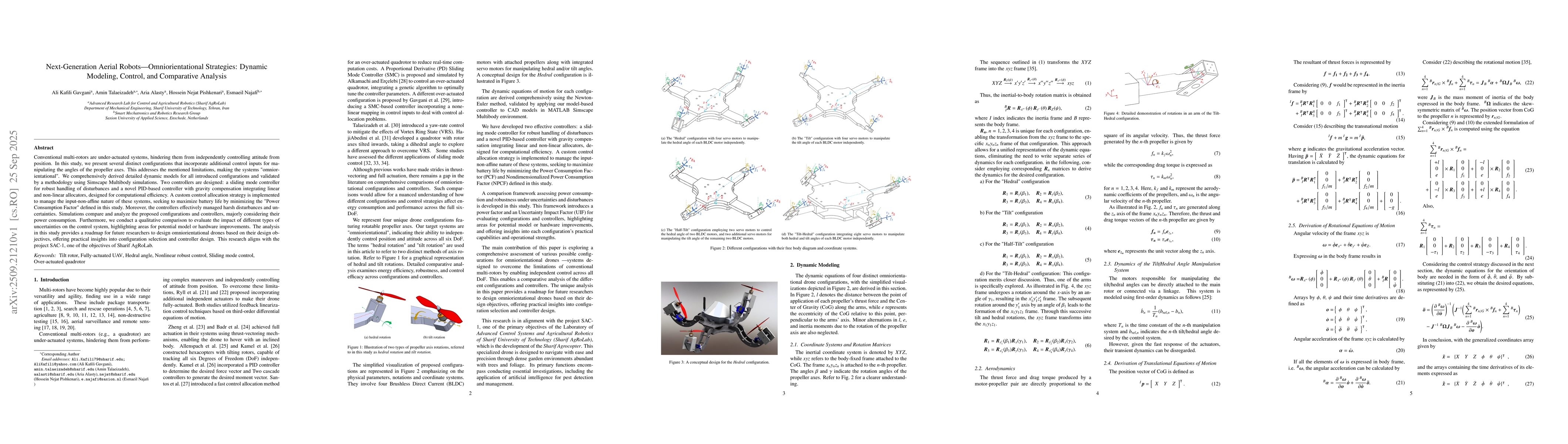 Thumbnail for Next-Generation Aerial Robots -- Omniorientational Strategies: Dynamic
  Modeling, Control, and Comparative Analysis