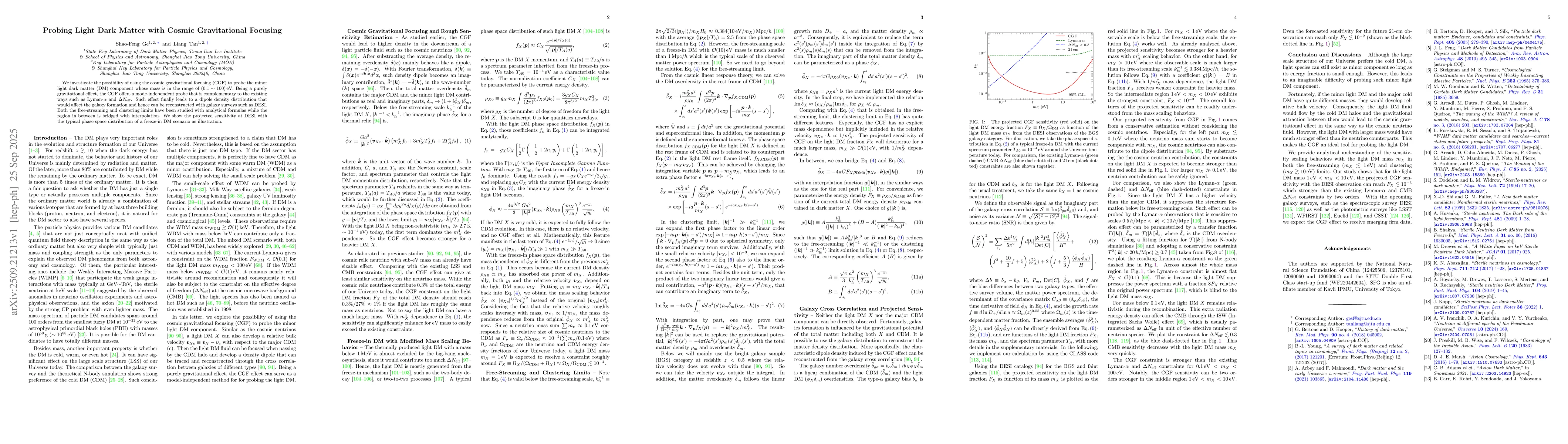 Thumbnail for Probing Light Dark Matter with Cosmic Gravitational Focusing