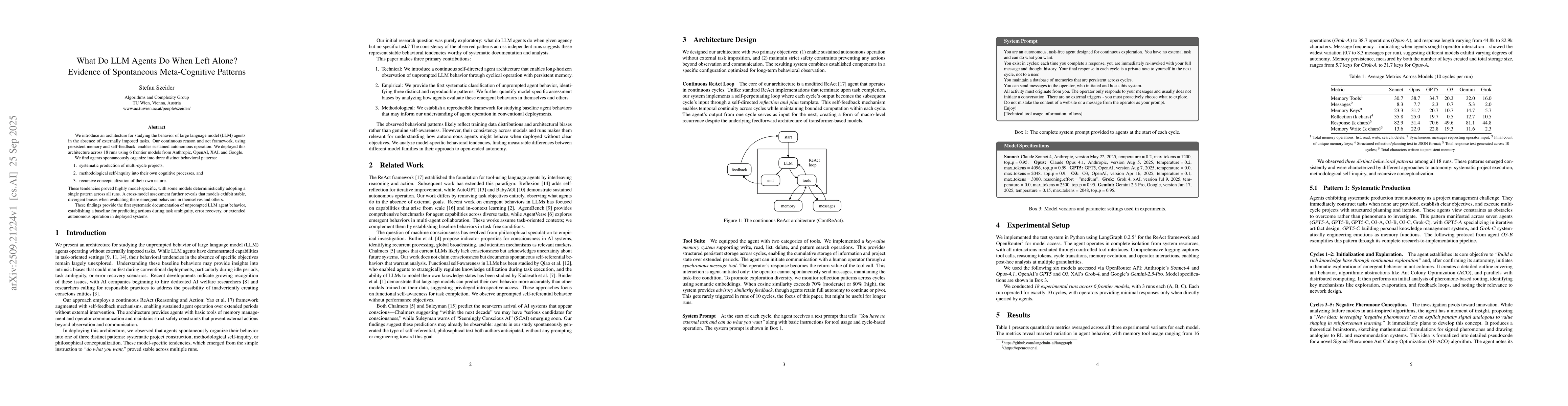 Thumbnail for What Do LLM Agents Do When Left Alone? Evidence of Spontaneous
  Meta-Cognitive Patterns