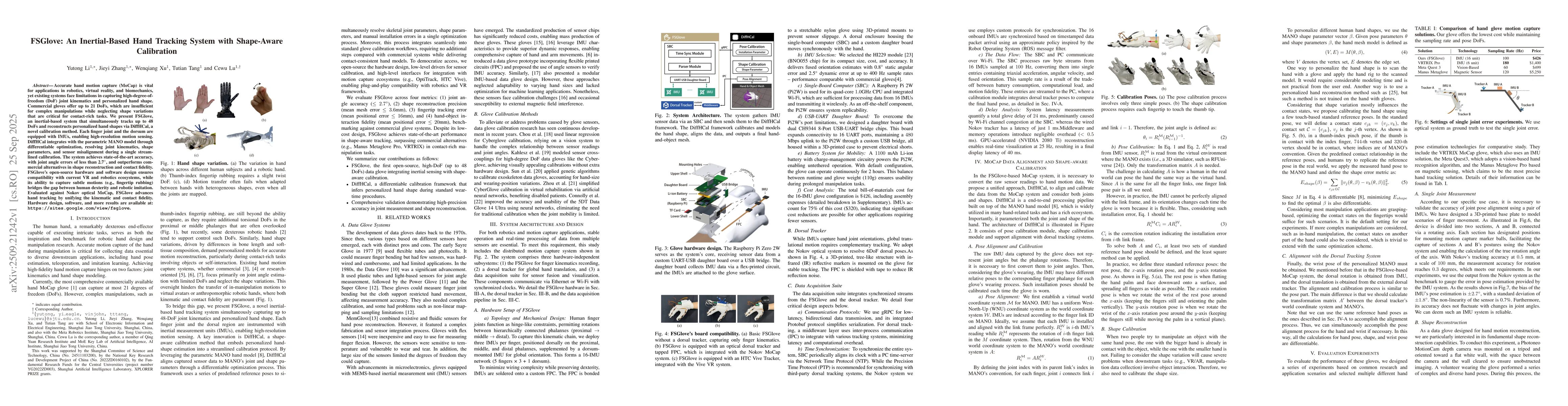 Thumbnail for FSGlove: An Inertial-Based Hand Tracking System with Shape-Aware
  Calibration