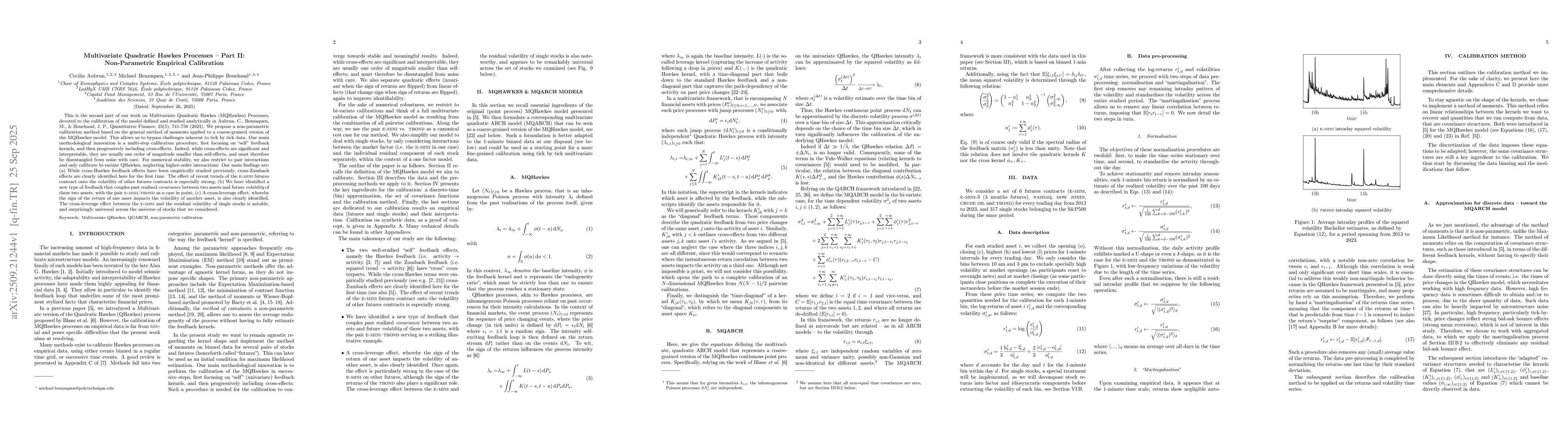 Thumbnail for Multivariate Quadratic Hawkes Processes -- Part II: Non-Parametric
  Empirical Calibration