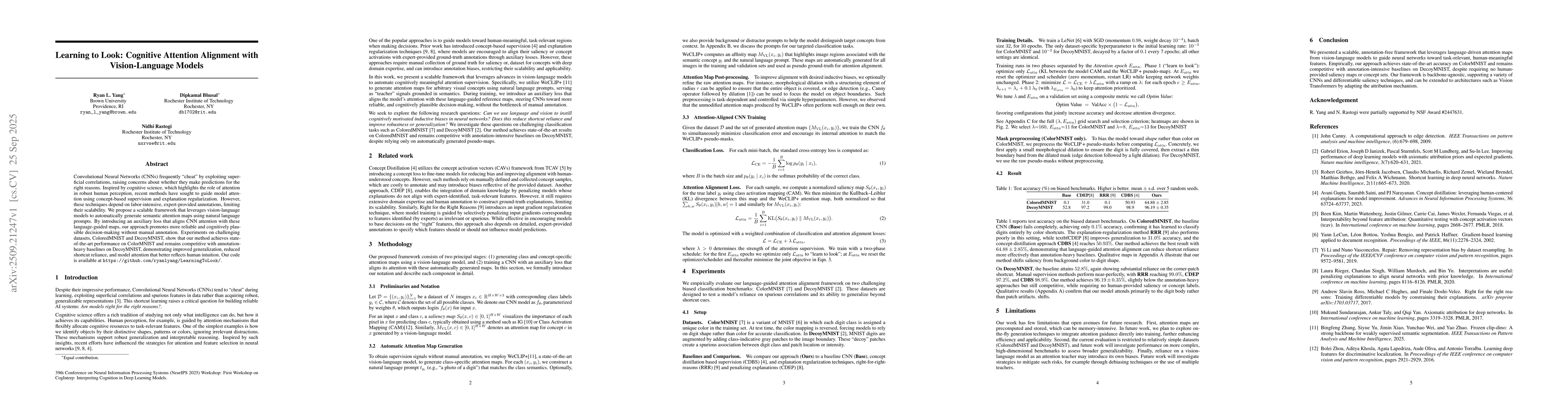 Thumbnail for Learning to Look: Cognitive Attention Alignment with Vision-Language
  Models