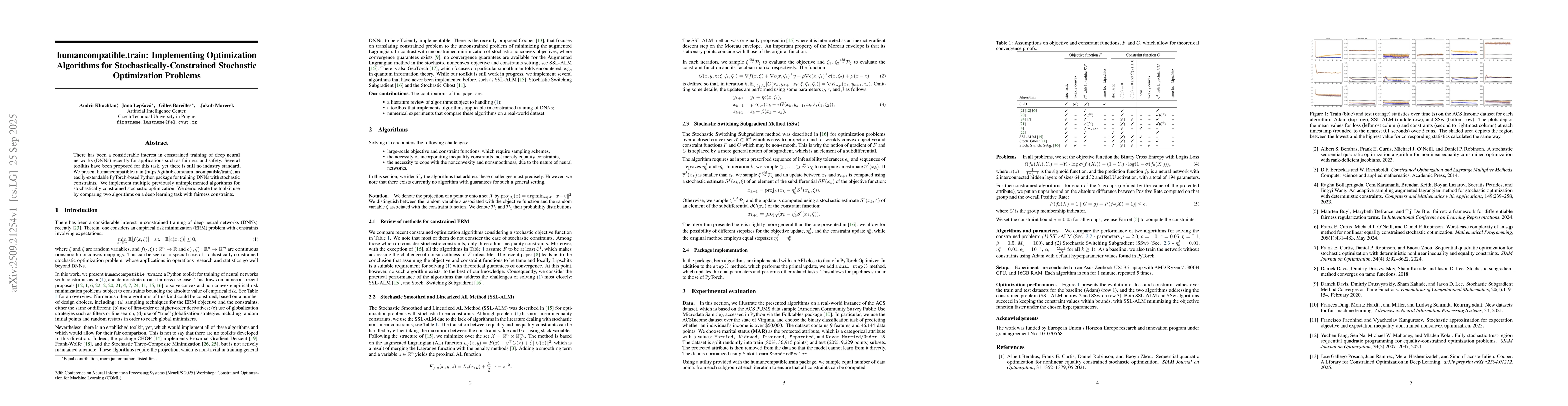 Thumbnail for humancompatible.train: Implementing Optimization Algorithms for
  Stochastically-Constrained Stochastic Optimization Problems