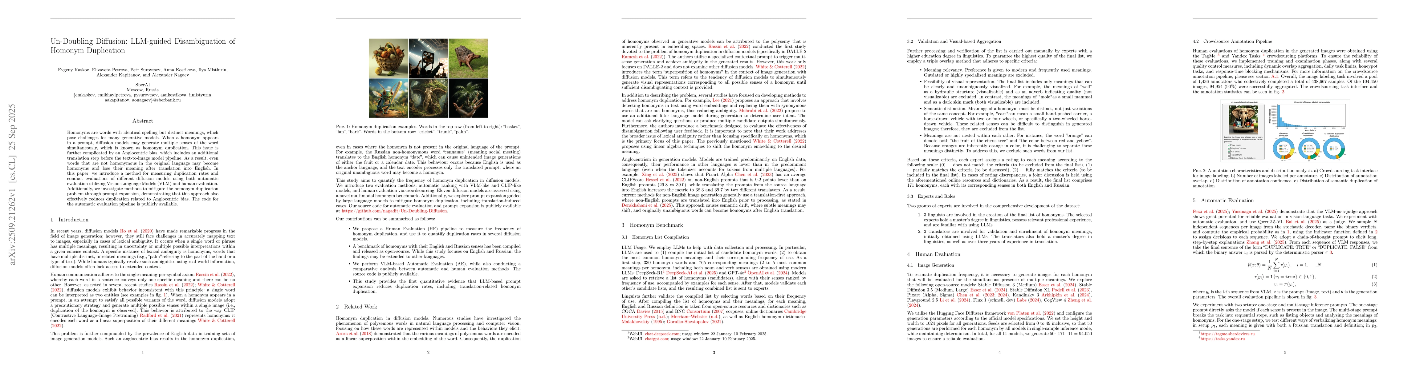 Thumbnail for Un-Doubling Diffusion: LLM-guided Disambiguation of Homonym Duplication