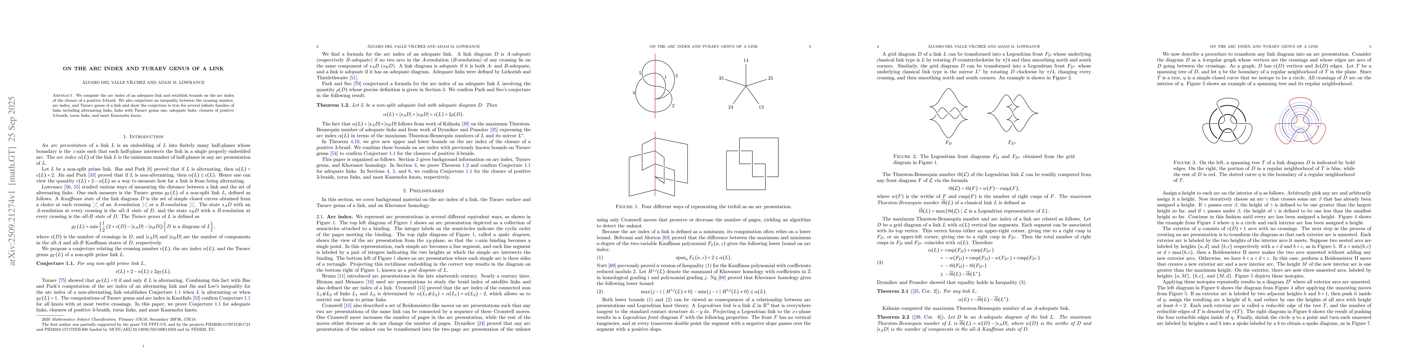 Thumbnail for On the arc index and Turaev genus of a link