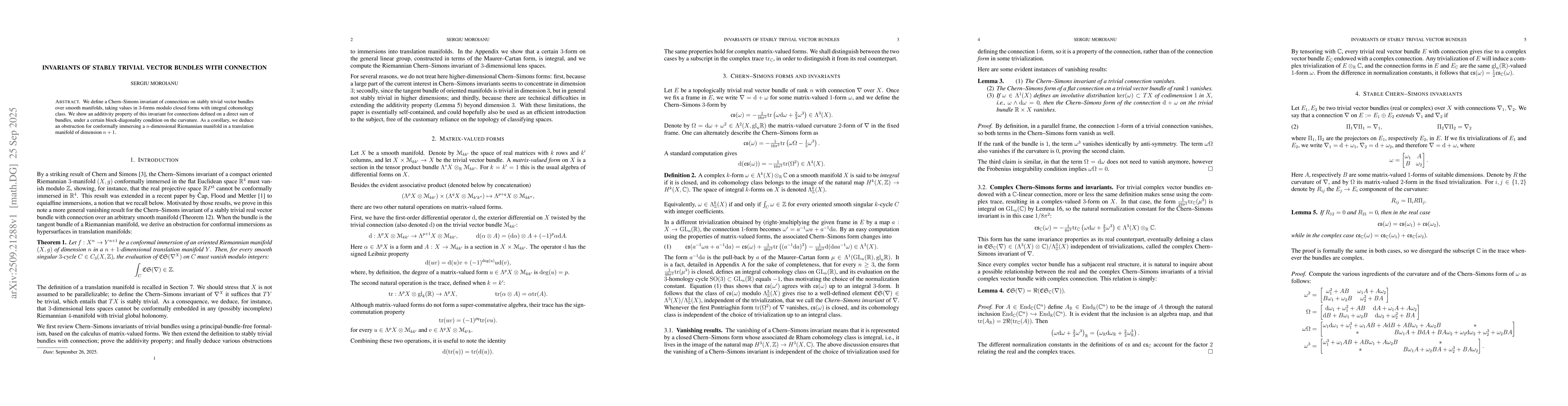 Thumbnail for Invariants of stably trivial vector bundles with connection