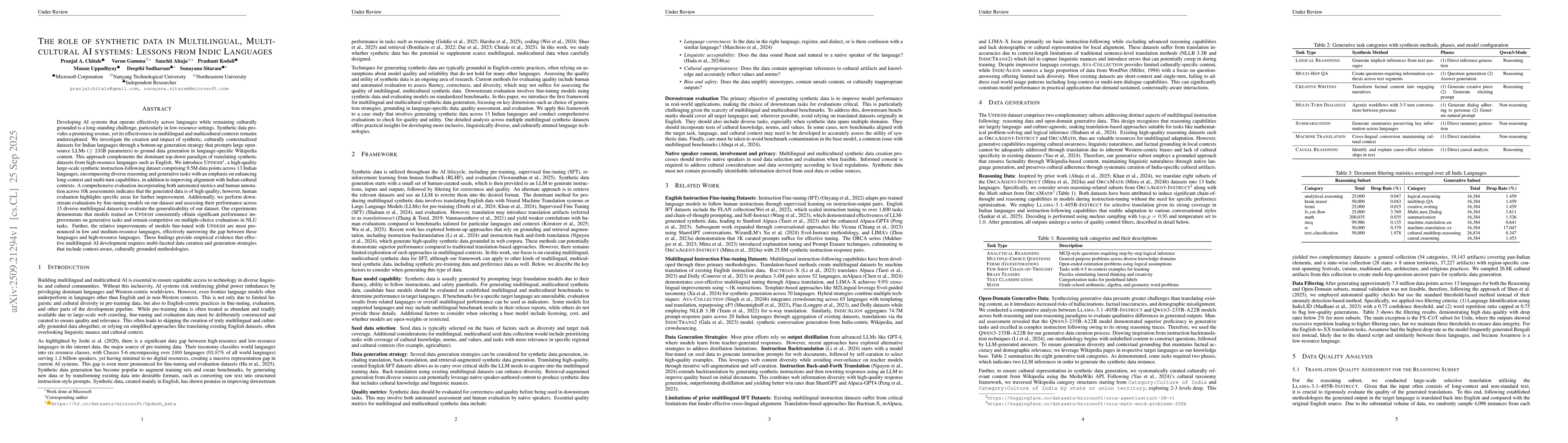 Thumbnail for The role of synthetic data in Multilingual, Multi-cultural AI systems:
  Lessons from Indic Languages
