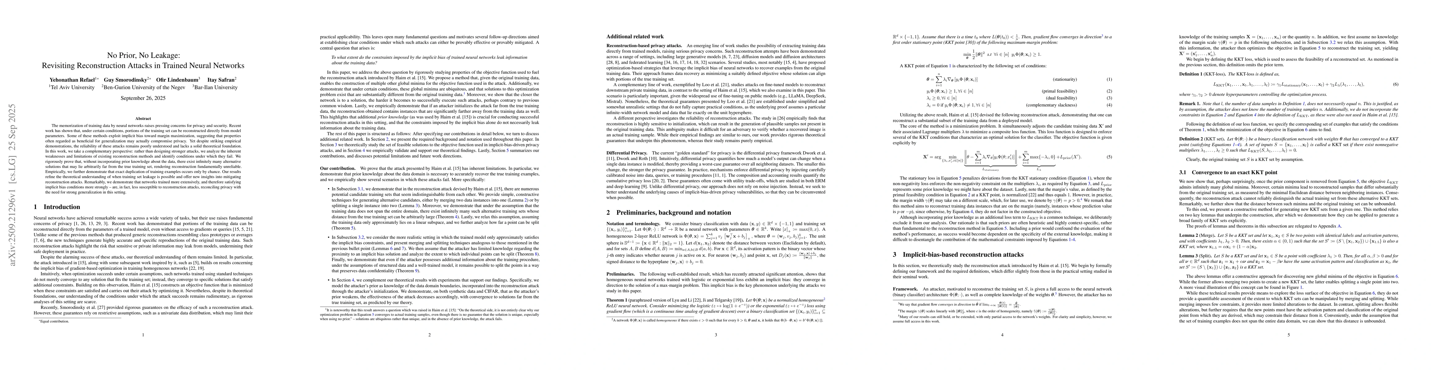 Thumbnail for No Prior, No Leakage: Revisiting Reconstruction Attacks in Trained
  Neural Networks