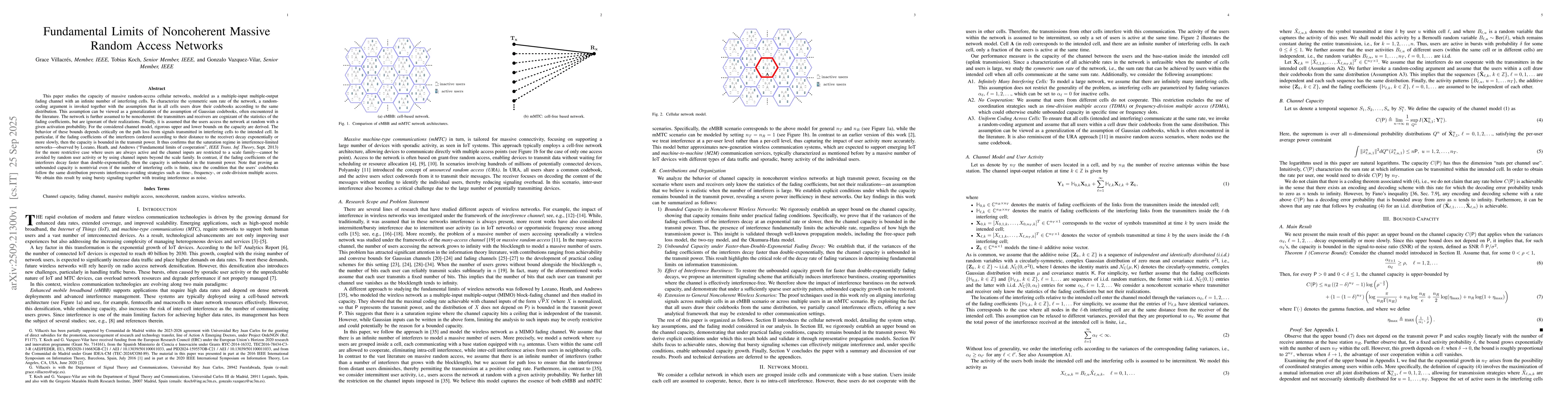 Thumbnail for Fundamental Limits of Noncoherent Massive Random Access Networks