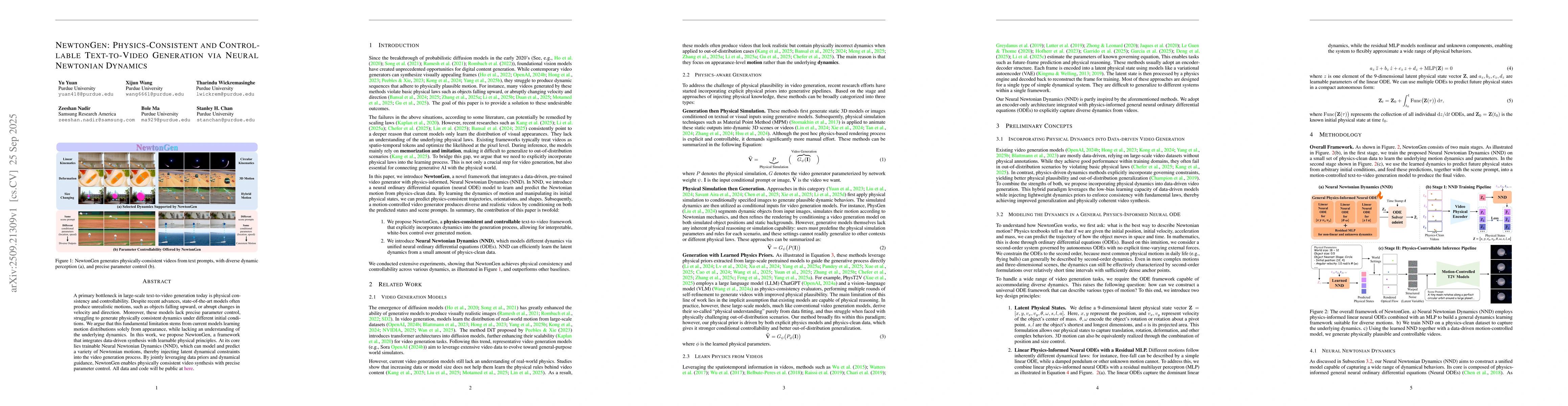Thumbnail for NewtonGen: Physics-Consistent and Controllable Text-to-Video Generation
  via Neural Newtonian Dynamics