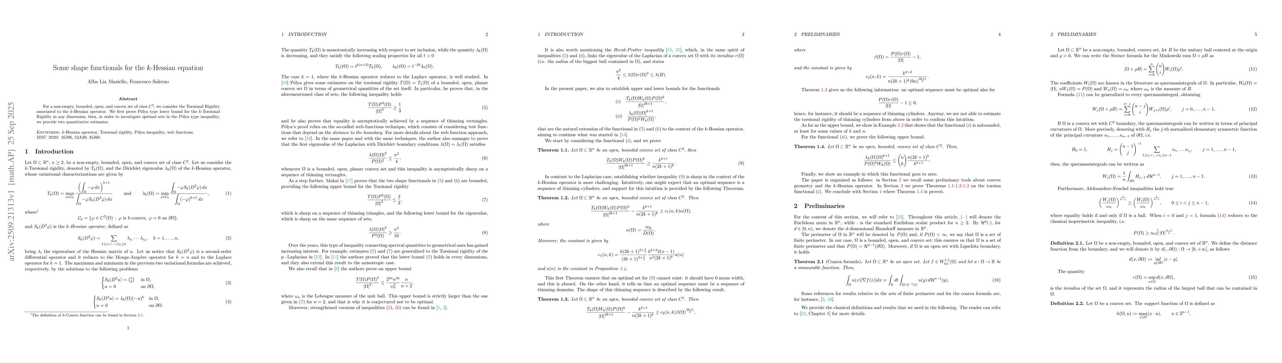 Thumbnail for Some shape functionals for the $k$-Hessian equation
