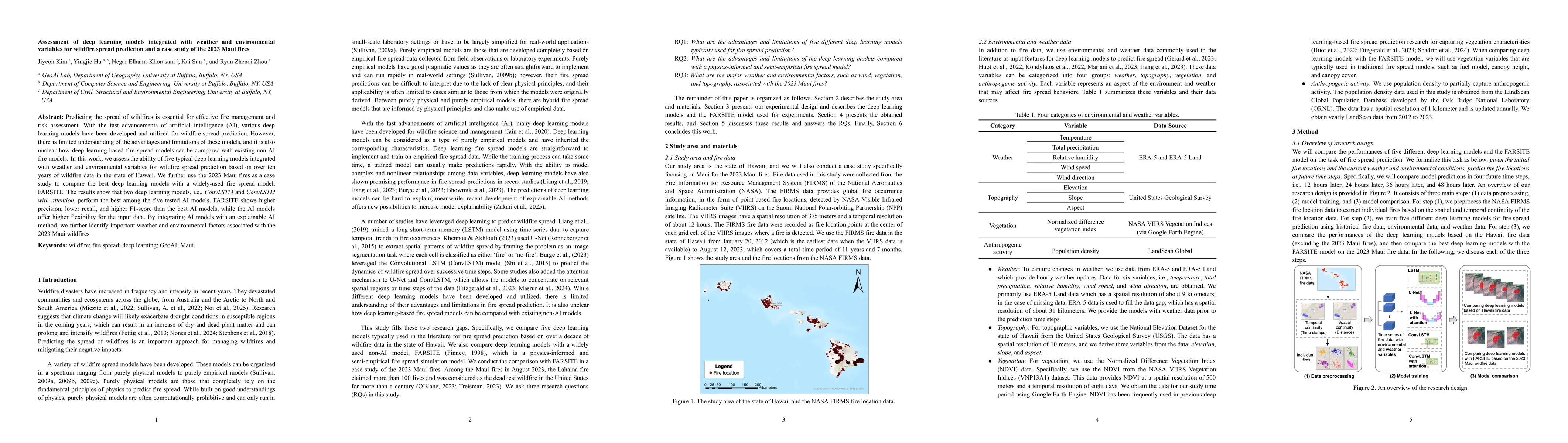 Thumbnail for Assessment of deep learning models integrated with weather and
  environmental variables for wildfire spread prediction and a case study of
  the 2023 Maui fires